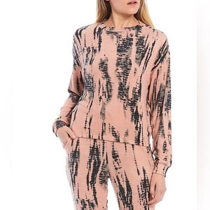 Fornia Women’s Pullover Tie Dye Cropped Sweater in Pink/Black Size XS